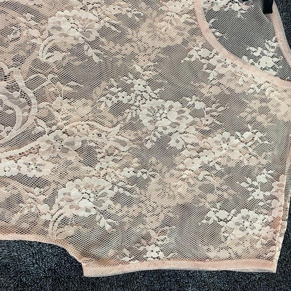 Floral Mesh Crop Top, Women, Medium, Peach - Picture 2 of 4